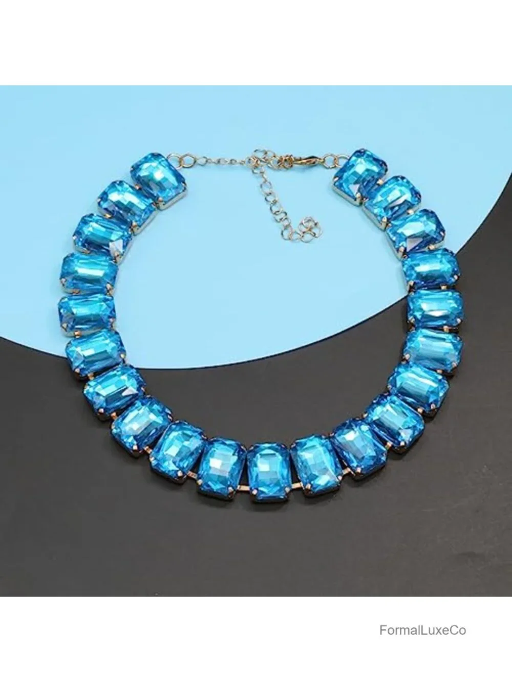 Crystal Rhinestone Choker Collar Necklace Sparkly Emerald Neck Chain Statement